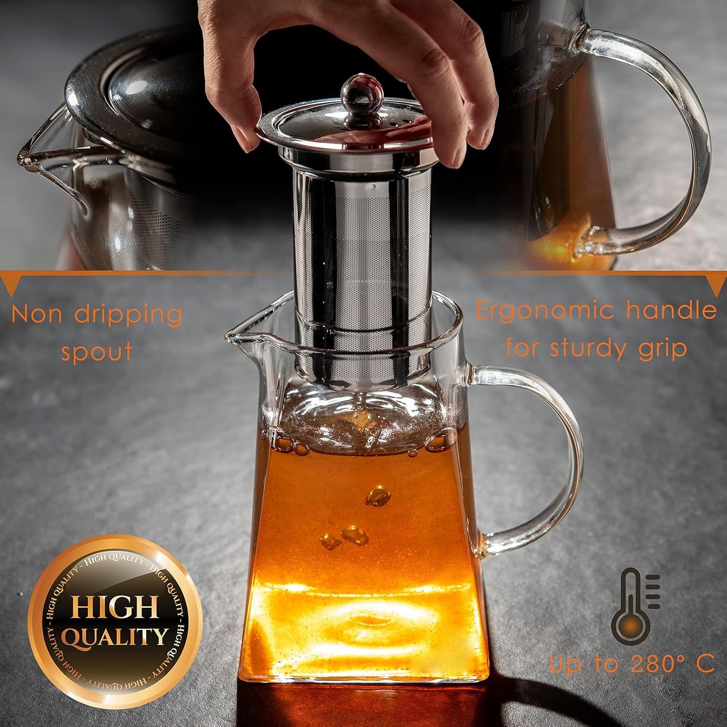Glass teapot with double wall tea cups